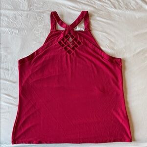 Perception concept red criss cross front halter tank top sleeveless size XL